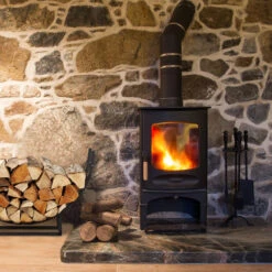 Relaxdays Firewood Rack, Half-Round, Indoors, Powder-Coated Steel, Log Cradle, HxWxD 55x92x21 Cm, Black -Heating Equipment 17781770 5