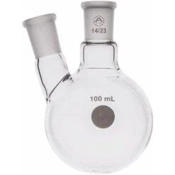 A PLUS Round Bottom Flask Two Neck 100ml Centre Joint 14/23 Angled Joint 14/23