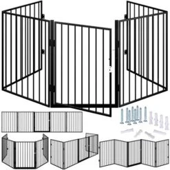 Casaria 5 Part Fireplace Screen Guard 310cm With Door Folding Fireguard Safety