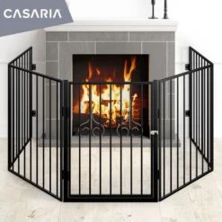 Casaria 5 Part Fireplace Screen Guard 310cm With Door Folding Fireguard Safety -Heating Equipment 18456839 3