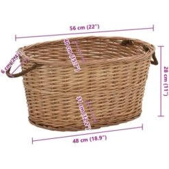 Firewood Basket With Carrying Handles 58x42x29 Cm Natural Willow VidaXL -Heating Equipment 18752648 3
