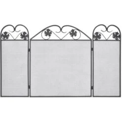 Hommoo 3-panel Fireplace Screen Iron Black VD09009 -Heating Equipment 20414048 3