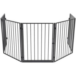 Hommoo Pet Fireplace Fence Steel Black VD09368 -Heating Equipment 20430145 3