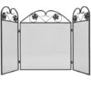 3-panel Fireplace Screen Iron Black VidaXL -Heating Equipment 2094745 1