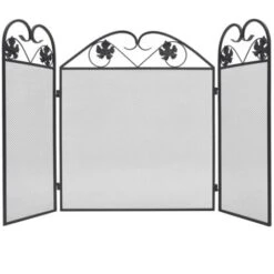 3-panel Fireplace Screen Iron Black VidaXL