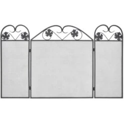 3-panel Fireplace Screen Iron Black VidaXL -Heating Equipment 2094745 3