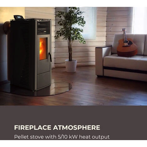 Klarstein Energiewende Pellet Stove 5/10 KW 5 Levels Timer Remote Control Black 4 Klarstein Energiewende Pellet Stove 5/10 KW 5 Levels Timer Remote Control Black - Image 2