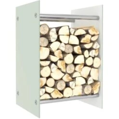 Firewood Rack White 40x35x60 Cm Glass VidaXL -Heating Equipment 23030346 2