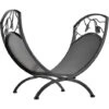 Outsunny Iron Folding Arced Firewood Log Holder Leaf Scroll Panel Indoor Outdoor -Heating Equipment 23723641 1