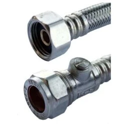 Oracstar 15mm X 1/2" X 300mm Flexible Tap Connector With Isolating Valve