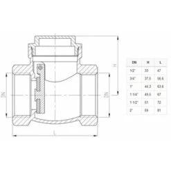 6/4 (1 1/2) Swing Clack Non-Return Check Valve Brass One-Way Valves -Heating Equipment 2823070 3