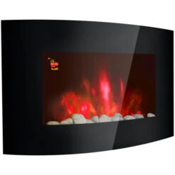 NRG Large Curved Wall Mounted Electric Fire Place Heater Fire Flame Effect Fireplace 2000W MAX -Heating Equipment 28264331 3