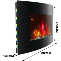 NRG Large Curved Wall Mounted Electric Fire Place Heater Fire Flame Effect Fireplace 2000W MAX -Heating Equipment 28264331 4