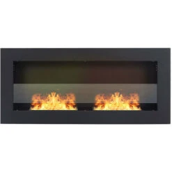 Livingandhome Indoor Wall Mounted Recessed Bio Ethanol Fireplace, 90CM Black -Heating Equipment 29661368 3