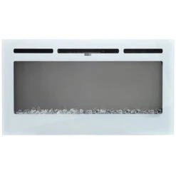 Livingandhome LED Electric Wall Mounted Fireplace Recessed Fire Heater 12 Flames With Remote, White 36inch -Heating Equipment 30464939 5
