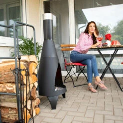 Relaxdays Firewood Rack, Log Stacking Aid, Steel, For In- And Outdoor Use, Wood Pile Shelf, H X W 100 X 60 Cm, Anthracite -Heating Equipment 31796775 3