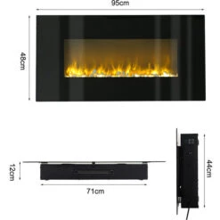 Livingandhome 37 Inch LED Electric Wall Mounted Fireplace 3 Flame Colours -Heating Equipment 37852556 5
