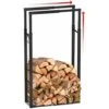 VOUNOT Firewood Log Rack, Retractable Metal Log Store Holder For Outdoor Or Indoor, Black -Heating Equipment 38269144 1