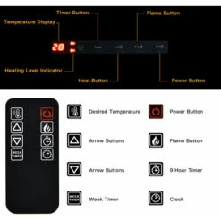 25'' Recessed Electric Fireplace Adjustable 1000W/2000W Fireplace Heater Dual Control -Heating Equipment 42692627 4
