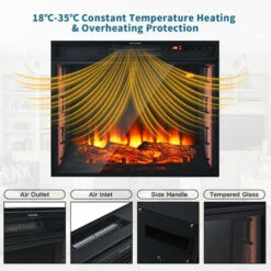 25'' Recessed Electric Fireplace Adjustable 1000W/2000W Fireplace Heater Dual Control -Heating Equipment 42692627 5