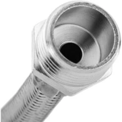 PrimeMatik - Flexible Metallic Stainless Steel Hose 1/2 Male To 3/8 Female Of 30 Cm -Heating Equipment 48827130 5