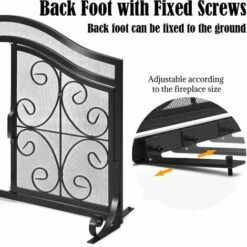 Magnetic 2 Doors Fireplace Screen Gate Large Spark Fire Guard Mesh Protector -Heating Equipment 48889424 4