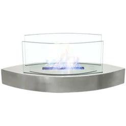 Livingandhome Unique Smokeless Stainless Steel Tabletop Ethanol Fireplace, Silver -Heating Equipment 51386054 3