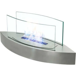 Livingandhome Unique Smokeless Stainless Steel Tabletop Ethanol Fireplace, Silver -Heating Equipment 51386054 4