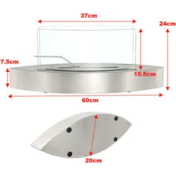 Livingandhome Unique Smokeless Stainless Steel Tabletop Ethanol Fireplace, Silver -Heating Equipment 51386054 5