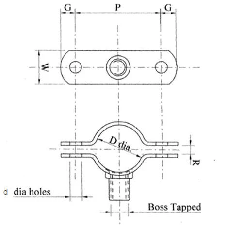 T304 Stainless Steel Munsen Type Bossed Pipe Clip M8 Boss - Pipe OD 32-35 Mm 5 T304 Stainless Steel Munsen Type Bossed Pipe Clip M8 Boss - Pipe OD 32-35 Mm - Image 3