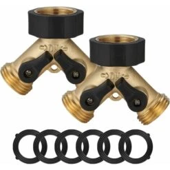 2 Way Garden Hose Splitter, Heavy Duty Brass Connector Faucet Splitter, Brass Garden Hose Adapter With 2 Valves, Faucet Adapter For Drip Irrigation Lawns, 2 Pack
