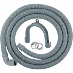 2m Drain Hose For Washing Machines And Dishwashers, Including Bracket And Hose Clamps, Elbow