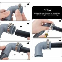 2m Drain Hose For Washing Machines And Dishwashers, Including Bracket And Hose Clamps, Elbow -Heating Equipment 51803166 4