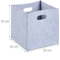Relaxdays Square Felt Basket, HxWxD: 30 X 30 X 30 Cm, Foldable, With 2 Handles, Shopping Bin, Grey -Heating Equipment 52222696 4