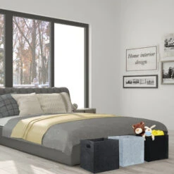 Relaxdays Square Felt Basket, HxWxD: 30 X 30 X 30 Cm, Foldable, With 2 Handles, Shopping Bin, Grey -Heating Equipment 52222696 5