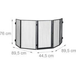 Relaxdays Metal Fireplace Screen, 5-Panel Safety Barrier, Spark Guard For Babies And Pets, Steel, Black -Heating Equipment 52226371 4