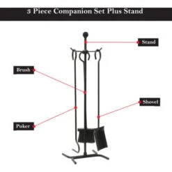 JVL Edale Contemporary Fireside Companion Set, 3 Piece Black One Size -Heating Equipment 52635092 4