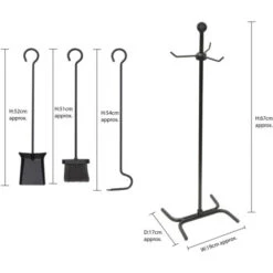 JVL Edale Contemporary Fireside Companion Set, 3 Piece Black One Size -Heating Equipment 52635092 5