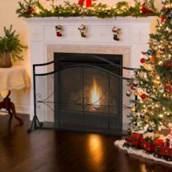 Fireplace Screen Guard Freestanding Spark Fire Guard Mesh Protector -Heating Equipment 53770824 2