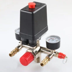 MUFF 90-125 PSI Air Compressor Pressure Valve Control Switch Regulator With Double Gauges