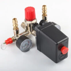 MUFF 90-125 PSI Air Compressor Pressure Valve Control Switch Regulator With Double Gauges -Heating Equipment 54685962 3