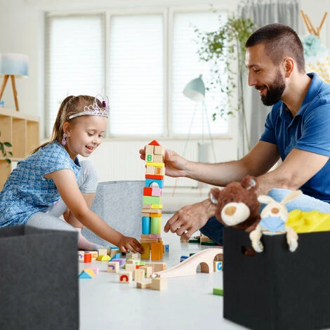 Set Of 1 Relaxdays Square Felt Basket, HxWxD: 30 X 30 X 30 Cm, Foldable, With 2 Handles, Anthracite 5 Set Of 1 Relaxdays Square Felt Basket, HxWxD: 30 X 30 X 30 Cm, Foldable, With 2 Handles, Anthracite - Image 3