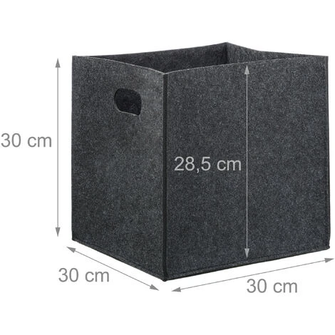 Set Of 1 Relaxdays Square Felt Basket, HxWxD: 30 X 30 X 30 Cm, Foldable, With 2 Handles, Anthracite 6 Set Of 1 Relaxdays Square Felt Basket, HxWxD: 30 X 30 X 30 Cm, Foldable, With 2 Handles, Anthracite - Image 4