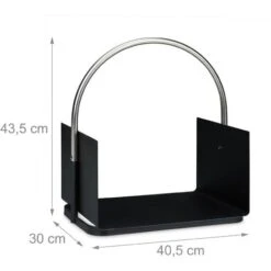 Relaxdays Firewood Basket, Metal, Nickel-Plated Handle, For Indoors, Wood Carrier, HxWxD: 43.5 X 40.5 X 30 Cm, Black -Heating Equipment 61319006 4