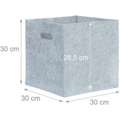 Set Of 1 Relaxdays Square Felt Basket, HxWxD: 30 X 30 X 30 Cm, Foldable, With 2 Handles, Grey -Heating Equipment 61319595 4