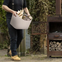 Relaxdays Faux Leather Basket, Sturdy Firewood Container With Handles, For Laundry/Toys, 36 X 53.5 X 41 Cm, Light Grey 9 Relaxdays Faux Leather Basket, Sturdy Firewood Container With Handles, For Laundry/Toys, 36 X 53.5 X 41 Cm, Light Grey -Heating Equipment 61319888 3