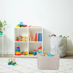 Relaxdays Faux Leather Basket, Sturdy Firewood Container With Handles, For Laundry/Toys, 36 X 53.5 X 41 Cm, Light Grey 11 Relaxdays Faux Leather Basket, Sturdy Firewood Container With Handles, For Laundry/Toys, 36 X 53.5 X 41 Cm, Light Grey -Heating Equipment 61319888 5