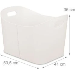 Relaxdays Faux Leather Basket, Sturdy Firewood Container With Handles, For Laundry, Toys, Etc., 36 X 53.5 X 41 Cm, Creme -Heating Equipment 61321241 4