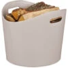 Relaxdays Faux Leather Basket, Sturdy Firewood Container With Handles, Also For Laundry, Toys, 32 X 38 Cm, Light Grey -Heating Equipment 61321839 1