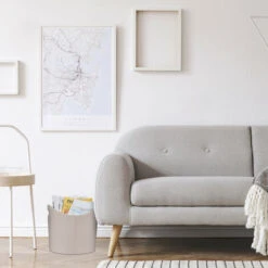 Relaxdays Faux Leather Basket, Sturdy Firewood Container With Handles, Also For Laundry, Toys, 32 X 38 Cm, Light Grey -Heating Equipment 61321839 5